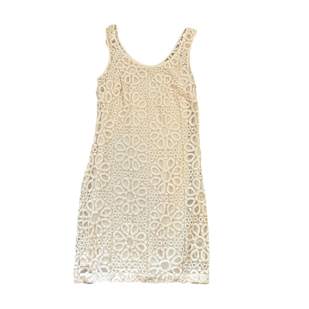 Addison Ivory Cream Floral Lace Sleeveless Mini Dress Size Small Summer Cocktail